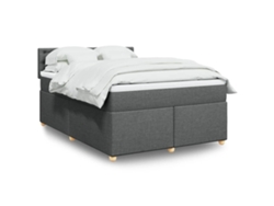 Cama Box Spring Con Colchón Tela Gris Oscuro 140x200 Cm