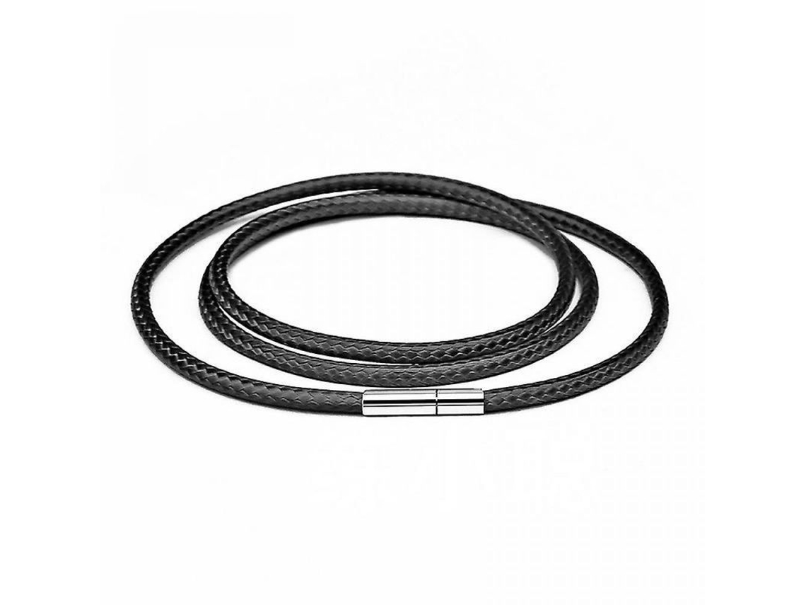Colar de corda de couro preta trançada 2026-3mm com fecho de aço inoxidável Udb 2 peças
