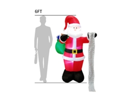 Papá Noel inflable de 1,80 m para jardín navideño con luces LED