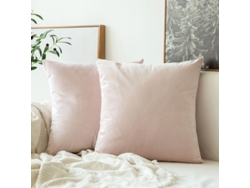 2026-fundas De Almohada Cuadradas Suaves De Terciopelo, 2 Piezas, 45x45 Cm, Sin Relleno, Rosa Claro, Para Sofá Coche