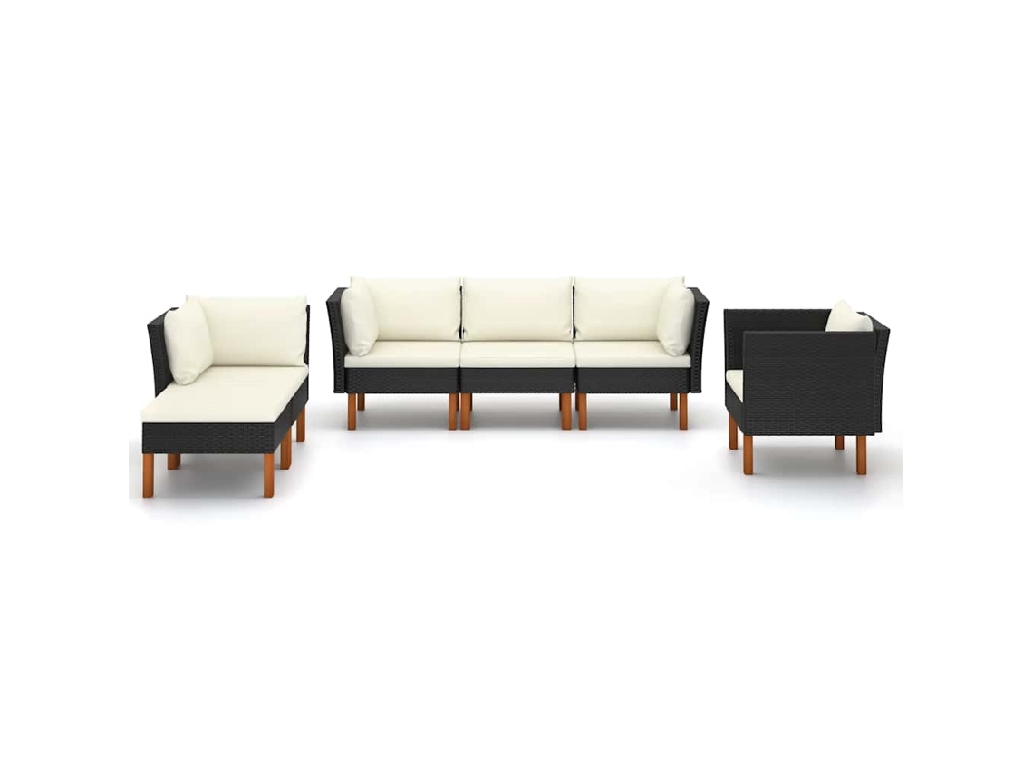 Maison Exclusive - Set Muebles De Jardín 9 Pzas Ratán Sintético Eucalipto Negro