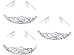 Corona De Boda De 3 Piezas Con Diamantes De Imitación, Deslumbrante Accesorio Para La Cabeza De La Novia, Elegante