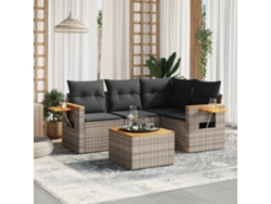 Conjunto de sofás de jardín de 5 piezas DKD Home Decor con cojines de mimbre gris