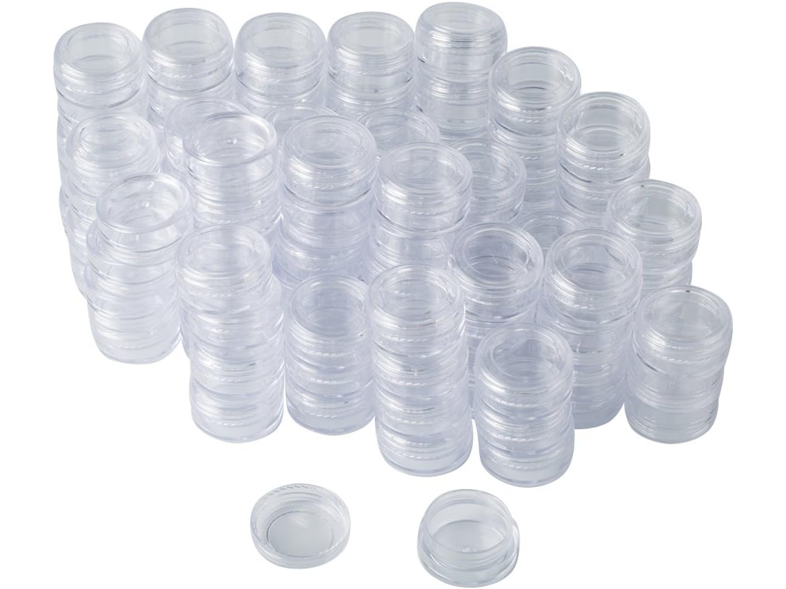 VVJIJILLY Caixa De 108 Peças Para Cosméticos, Frasco Vazio Transparente Com Tampa, Para Bálsamo Labial, Creme, Caixa Com Strass E Pérolas, Amostras