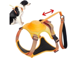 Arnés Para Perros Con Correa Retráctil 2 En 1, Reflectivo, Ajustable Con Mango De Control Y Malla Transpirable Xl Naranja