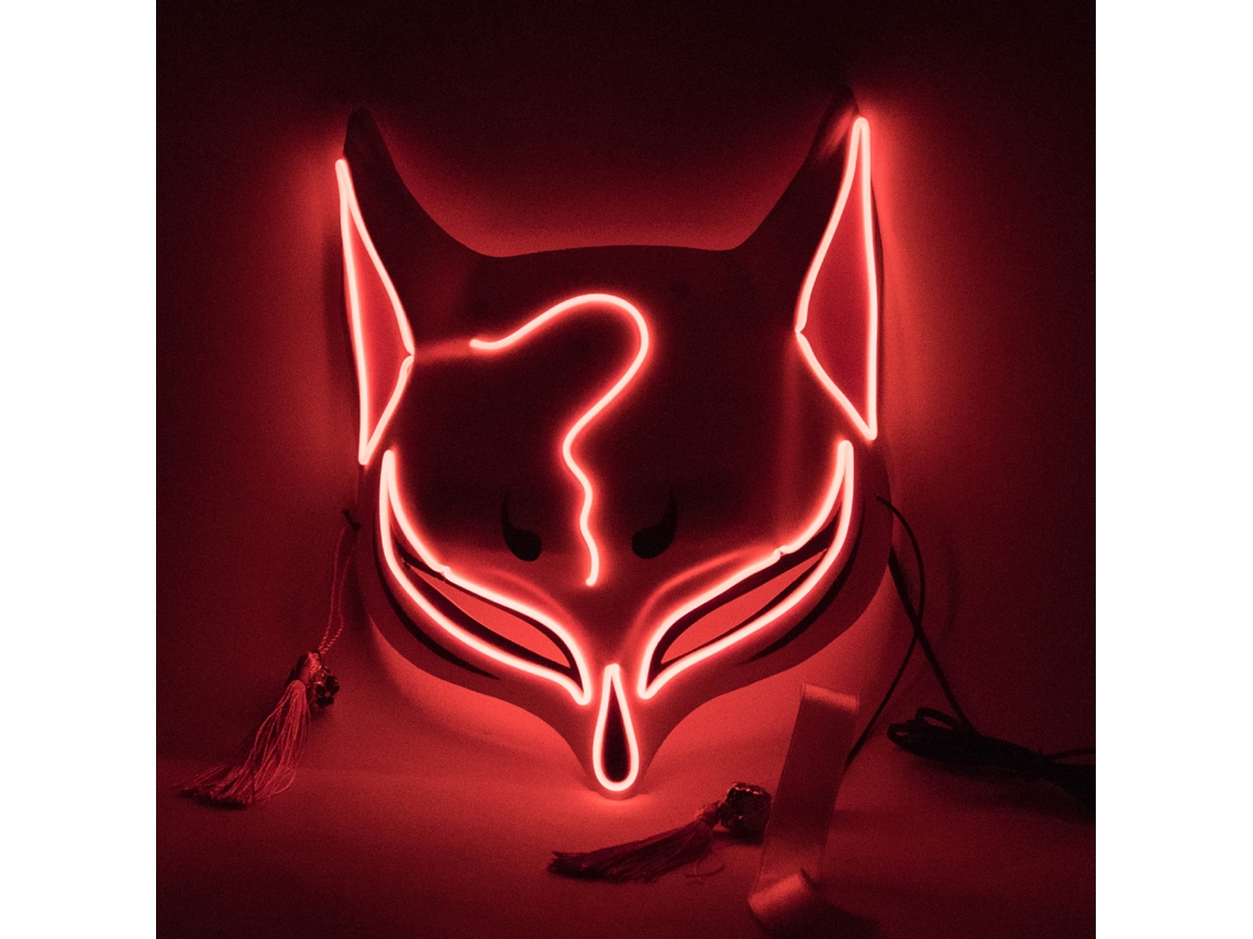 Máscara Led Fox Drift Para Halloween, Carnaval Y Fiestas Con Luces - Pvc - Morado, Azul, Verde, Rojo