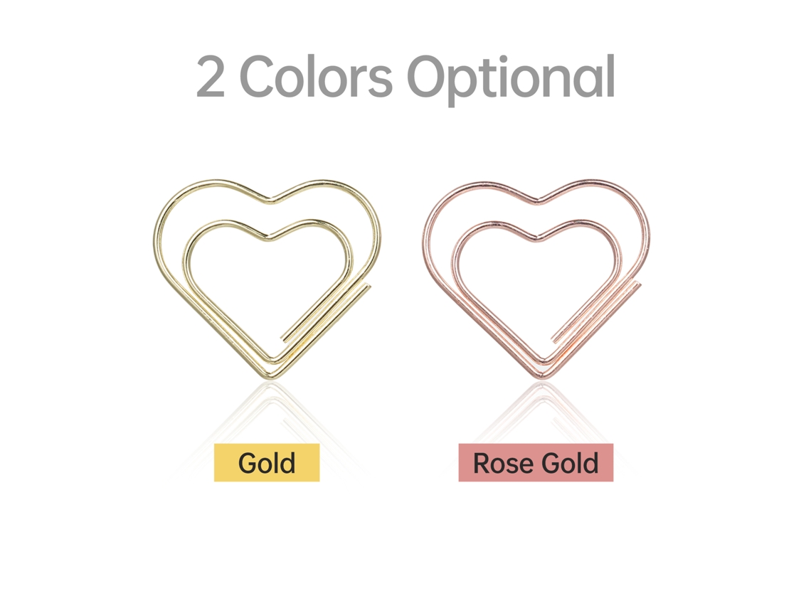50 Clips De Papel Pequeños Y Bonitos En Forma De Corazón Rosa Y Dorado Para Manualidades, Bodas, Escuela Y Oficina.