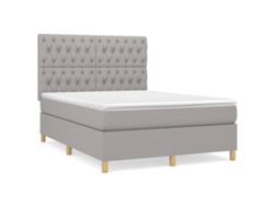 Maison Exclusive - Cama Box Spring Con Colchón Tela Gris Claro 140x200 Cm
