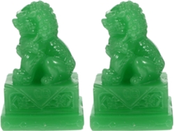 Adorno Diseño Único Resina Verde Juego 2 Piezas Decoración Escritorio Figura Oficina Hogar Mesa Feng Shui Mini