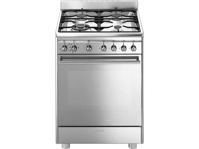 Cocina Gas Smeg cx68fm82 4 zonas 60 cm cx68mf82 independiente acero inoxidable giratorio 72l 3000w natural 60cm 4f 79