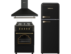 Pack combinado Solthermic® Estufa a gas F5s40g2rb Extractor de humos 60 Refrigerador retro 1.47 F2pr147n