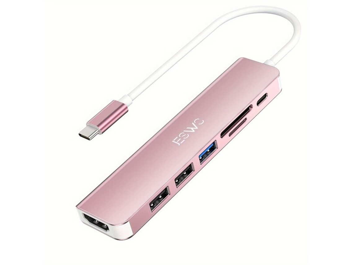 Base USB C, base de siete puertos Tadvyyvayotoy (oro rosa)