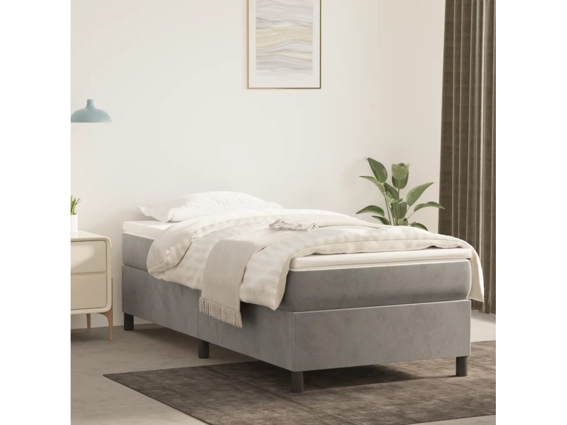 Estructura De Cama Sin Colchón Terciopelo Gris Claro 100x200 Cm