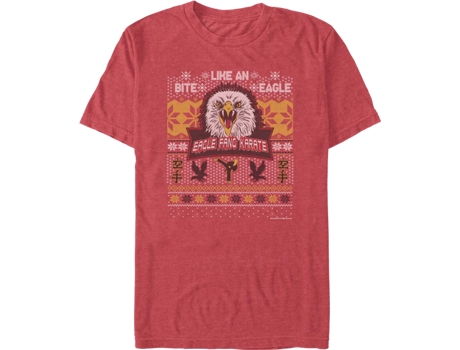 Camiseta Unisexo DEEPSTONE Eagle Fang Karate Faux Ugly Christmas Sweater Cobra Kai brezo rojo (L)