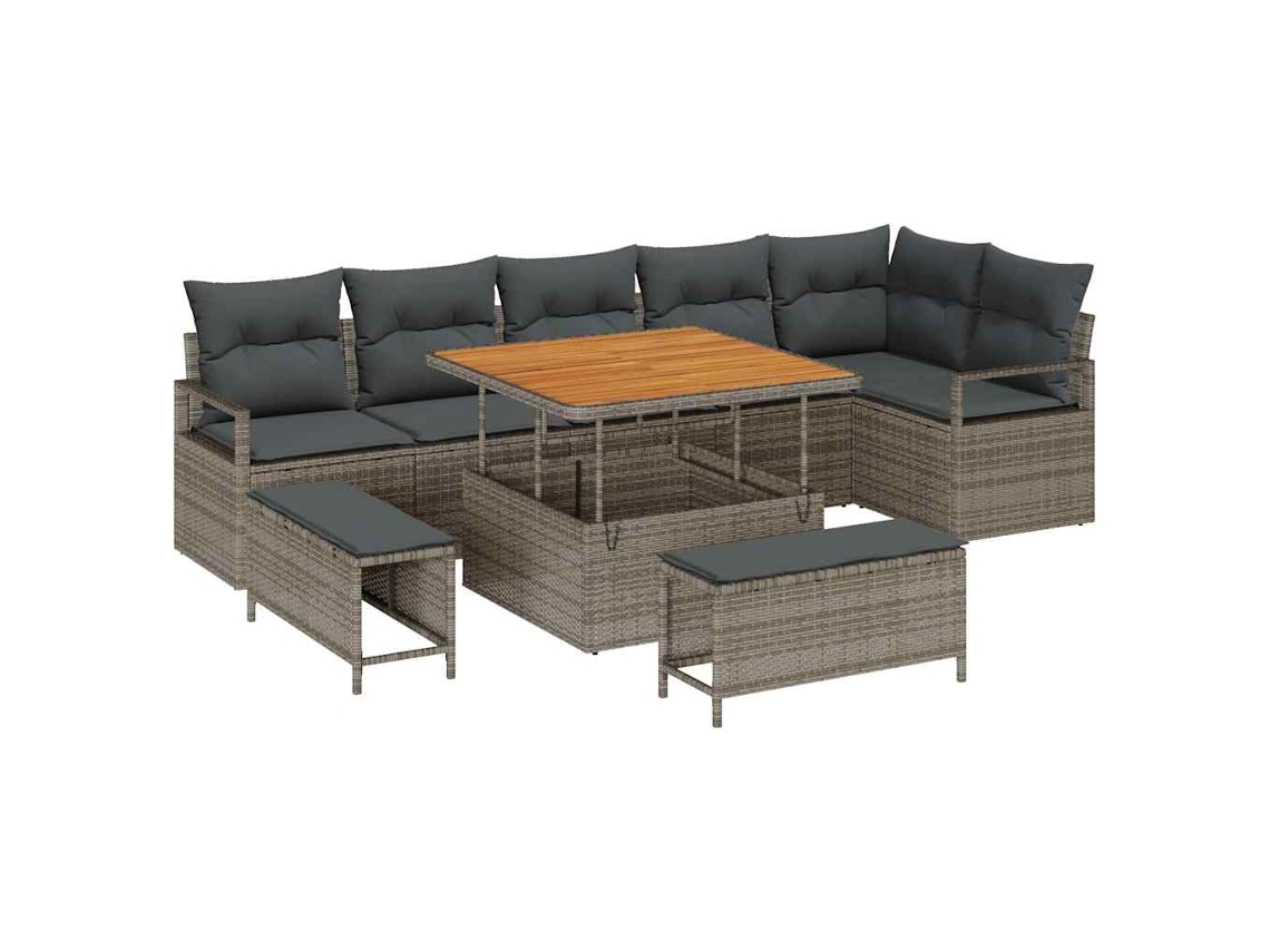 Maison Exclusive - Conjunto De Sofá De Jardín Con Cojín Con Almohada 9 Pcs Gris