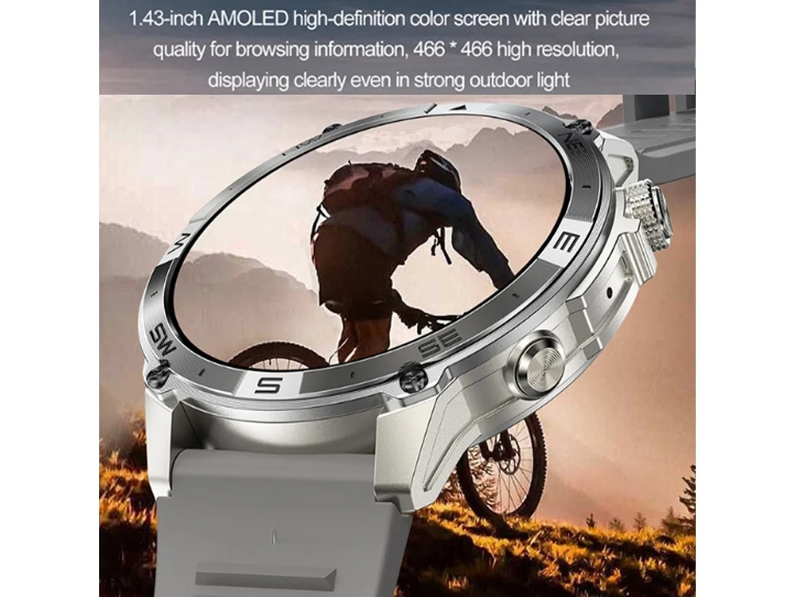 Reloj inteligente 1.43 con más de 100 modos deportivos, pronóstico del tiempo, Bluetooth 5.3, color negro Yizhood