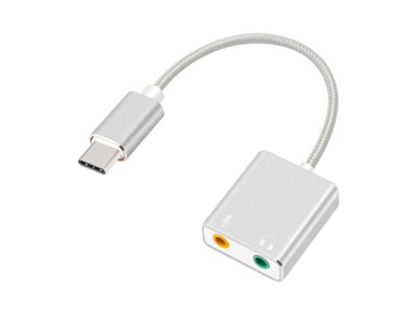 Tarjeta de Sonido Externa DONGLINE Tipo-C Plug-And-Play 7.1 Plateado