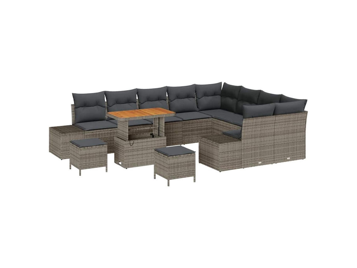 Maison Exclusive - Conjunto De Sofás De Jardín Con Cojín 12 Pcs Gris Poliratán