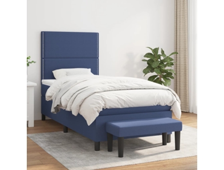 vidaXL Cama con somier y colchón 90x190 cm tela azul