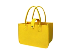 Bolsa de fieltro plegable y resistente a los desgarros, ideal para ir de compras, picnics y uso diario. Color amarillo.