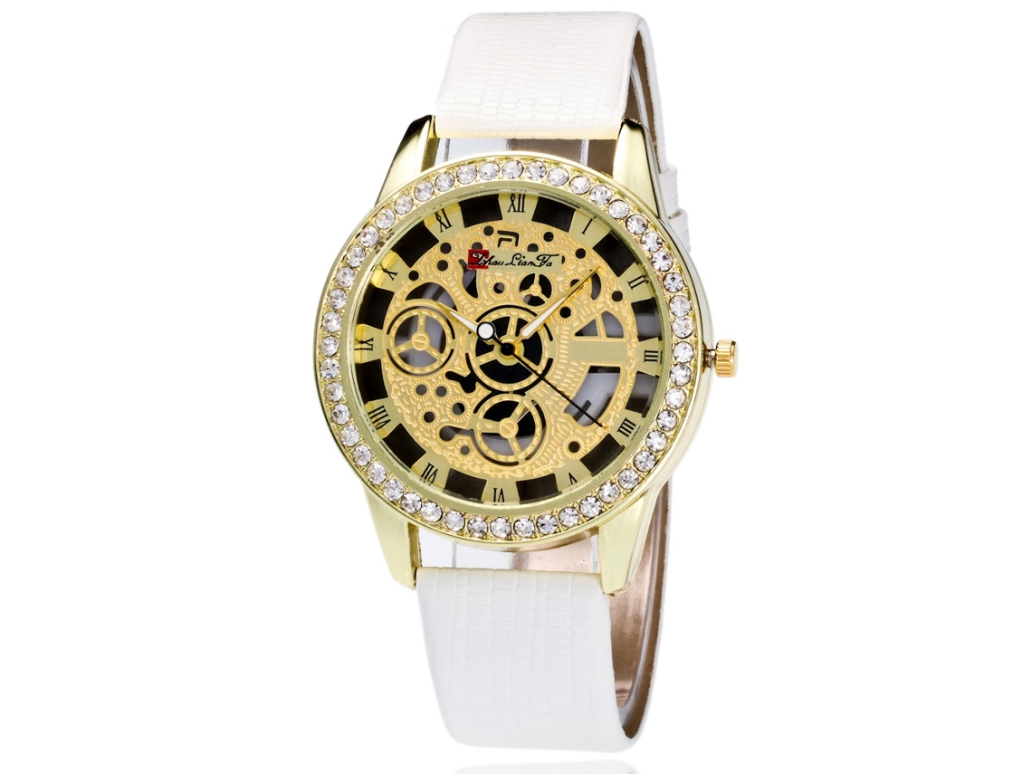 Reloj De Pulsera De Aleación Con Dial Redondo Analógico De Cuarzo Para Mujer (blanco)