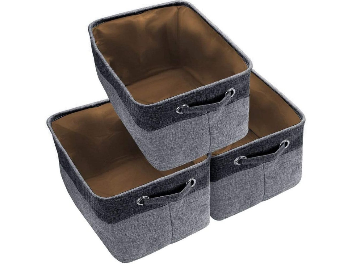 Caja de almacenamiento cúbica de tela multiusos con asas resistentes y diseño plegable que ahorra espacio. Organizador plegable de cuatro compartimentos.