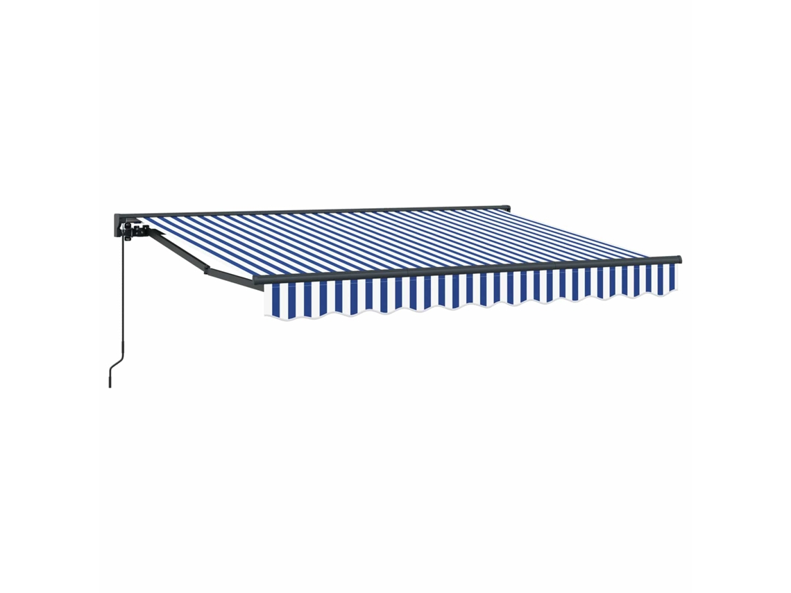 Toldo retráctil manual, azul y blanco, 3 x 2 m, VIDAXL