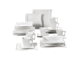Juego de vajilla de porcelana blanca, opciones de 30 y 60 piezas, diseño elegante, apto para microondas, 30 piezas OEM