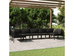 Conjunto de jardín de 7 piezas con cojines de aluminio antracita, Dkd Home Decor