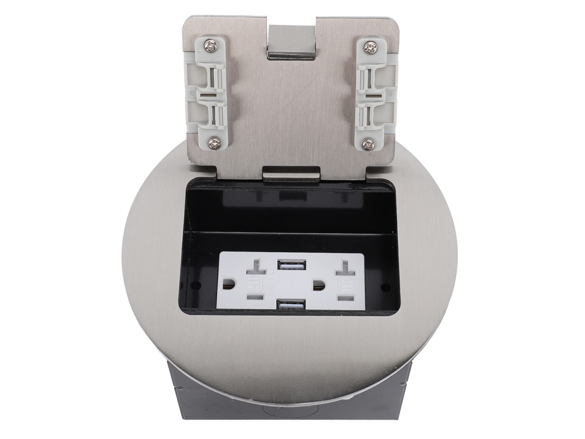 2026-as-tomacorriente De Piso Empotrado 2500w 20a 2 Enchufes Y 2 Puertos Usb Acero Inoxidable