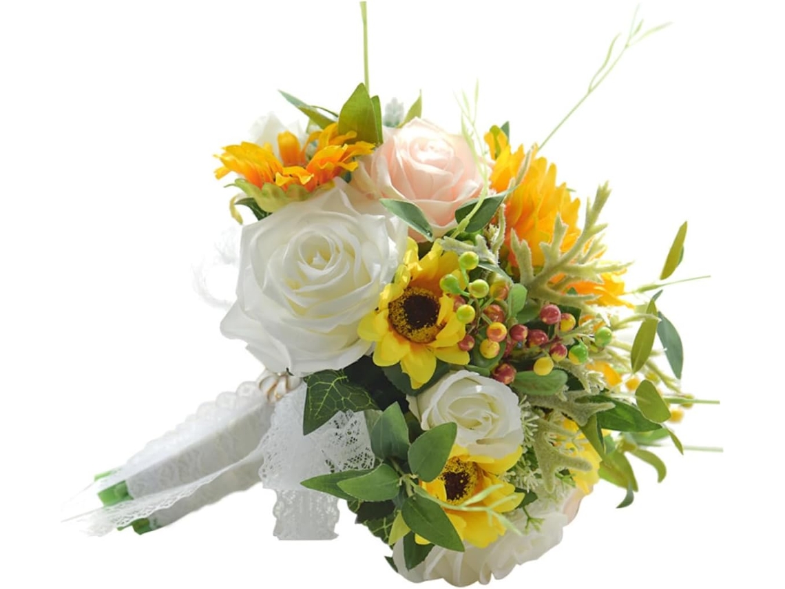 Ramo De Novia Artificial Con Girasoles Simulados