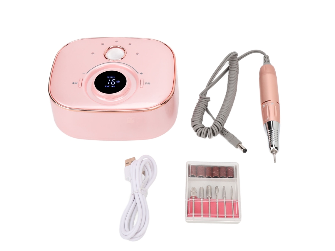 Máquina De Lixar Unhas 35000rpm Led De Baixo Ruído Recarregável Portátil Longa Duração Ouro Rosa