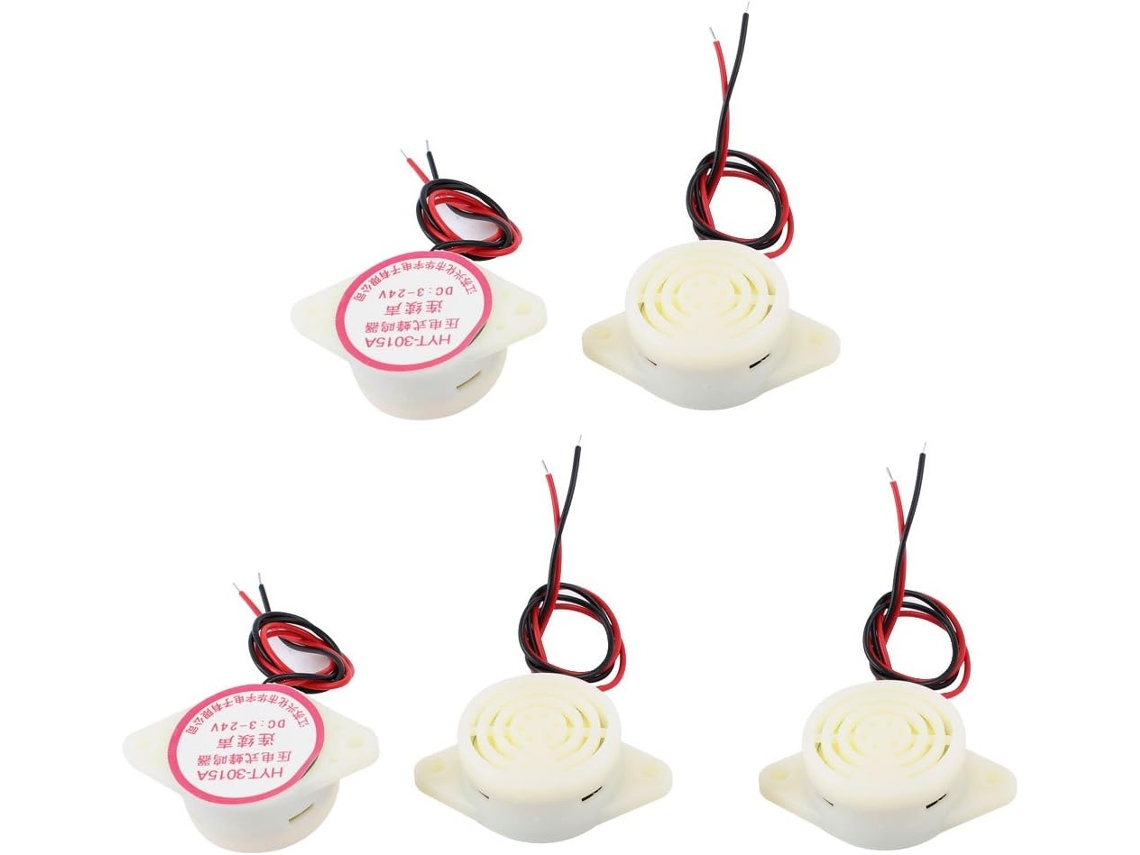Juego de 5 alarmas electrónicas de tono continuo con carcasa de plástico, 3 24 V CC, color beige CHABERLU