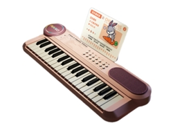 Teclado eléctrico portátil Eifson de 37 teclas para niños con micrófono y atril (rosa)