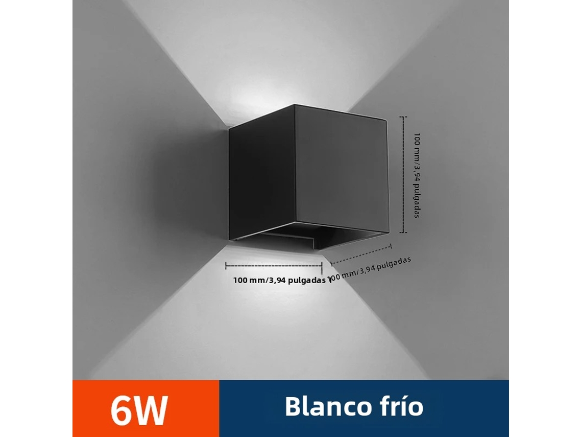 Aplique De Pared Led De 6 W (blanco Frío), Resistente Al Agua Y Al Viento, Ángulo De Haz Ajustable, Material Abs