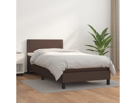VIDAXL Cama con somier (Marrón - Cuero artificial - 203 x 90 x 88 cm)