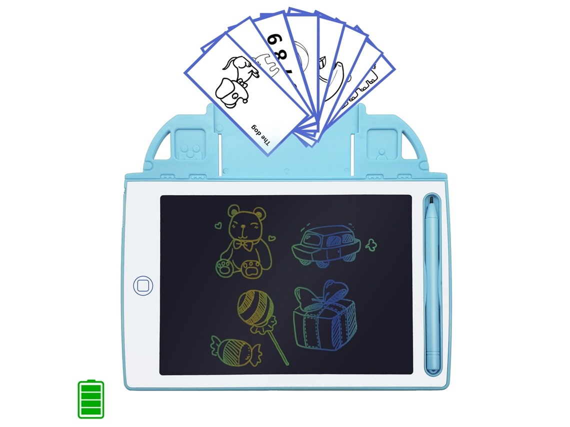Tableta de dibujo y escritura LCD de 8.4 pulgadas, fondo multicolor. Portátil, con bloqueo de borrado. Incluye tarjetas de aprendizaje.
