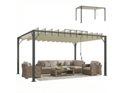 Pergola Jardim 3x4m Upf30 Aluminio Teto Ajustavel Creme