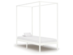 Cama Con Dosel Sin Colchón Madera Maciza Blanco 100x200 Cm