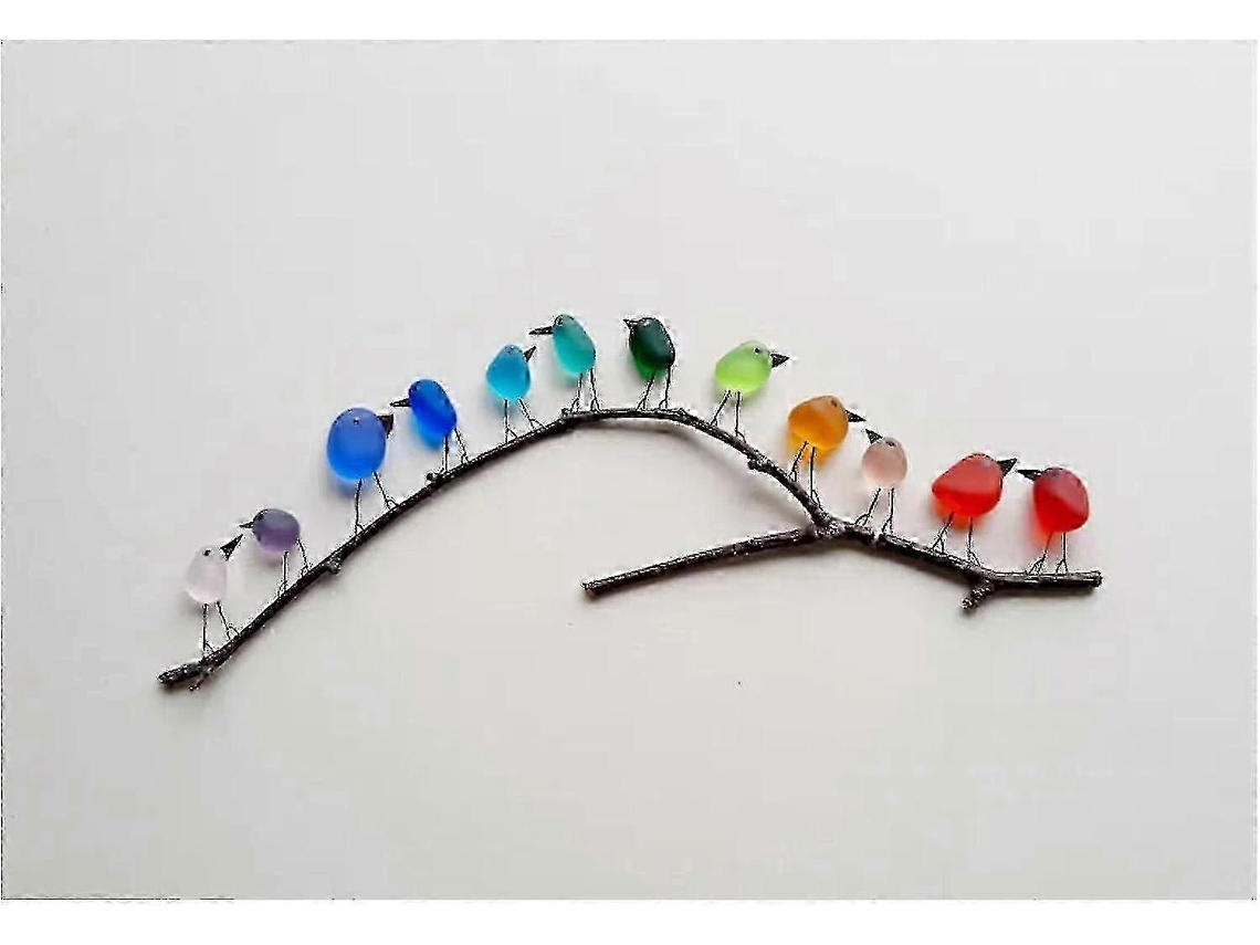 Adorno de pájaro arcoíris en vidrio marino para regalos festivos 2025