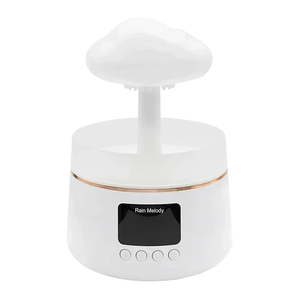 Humidificador Raincloud con atomizador ultrasónico, lámpara de aromaterapia y difusor de aceites esenciales Mdug (blanco, versión Bluetooth)