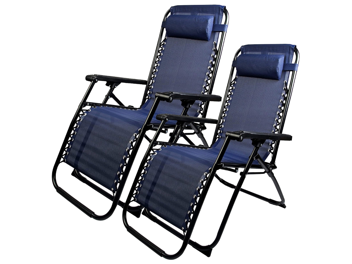 Sillón reclinable plegable Klack Zero Gravity para playa, jardín y piscina, azul, paquete de 2