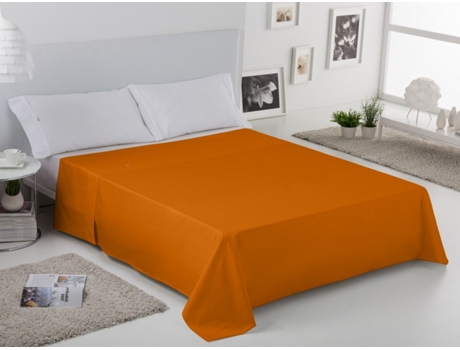 Sábana Encimera ESTELIA (170 x 270 cm - Algodón y Poliester - Naranja)
