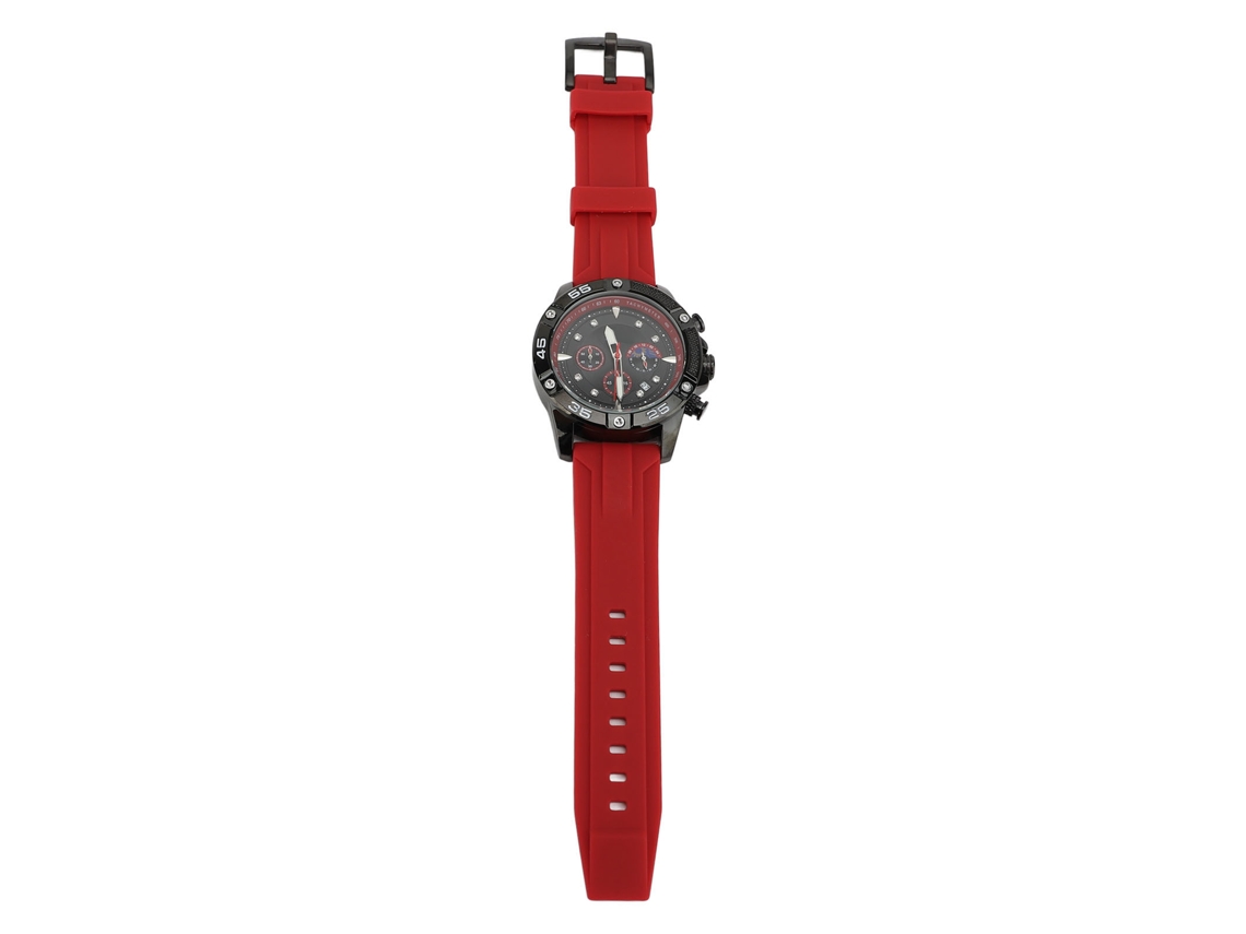 Reloj De Cuarzo Multifuncional Para Hombre, Resistente Al Agua, Cronógrafo, Correa De Silicona Negra Y Roja.