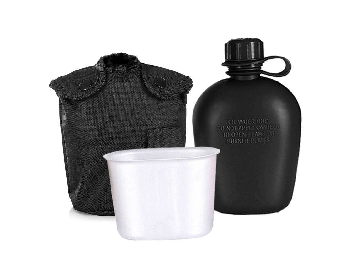 Kit De 3 Piezas Para Botella De Agua Con Vaso De Aluminio Y Tapa Para Acampar, Hacer Senderismo Y Actividades Al Aire Libre.