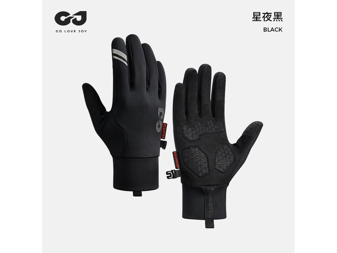 Guantes de ciclismo otoño-invierno, de dedos completos, para hombre y mujer, con pantalla táctil, antideslizantes, de terciopelo, cálidos, negros, talla XXL, Chennnls