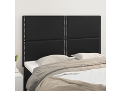 Cabeceros 4 Unidades Cuero Sintético Negro 72x5x78/88 Cm
