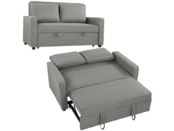 Sofá Cama 3 En 1 De 2 Plazas Con Respaldo Ajustable En 3 Posiciones, 2 Cojines, En Tela Gris Efecto Lino.