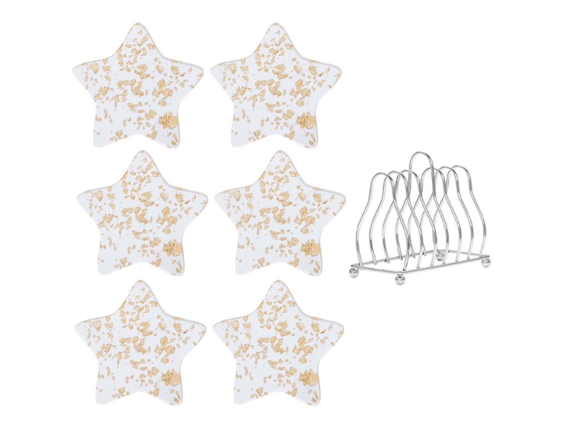 Juego de posavasos con soporte de metal, diseño hexagonal en acrílico resistente al calor NEVEANCE