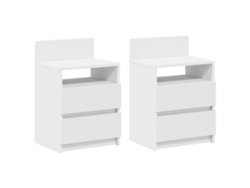 Maison Exclusive - Mesitas De Noche (2 Unidades) Con 2 Cajones, Color Blanco, 40x33x60 Cm